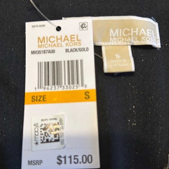 MICHAEL Michael Kors Stripe Foil Metallic V-Neck Long Sleeve Top size Small - Picture 5 of 5